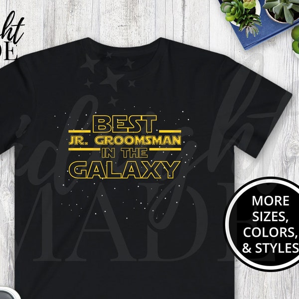 Cool Junior Groomsman Shirt Gift, Best Jr Groomsman in Galaxy T-shirt Tee Gift for Jr Groomsman Proposal Wedding, Jr Groomsman Tshirt Top