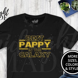 Grandpa Pappy T-shirt Gift, Best Pappy in the Galaxy Tee Shirt, Pappy Birthday or Pregnancy Announcement Baby Reveal Gift for Men