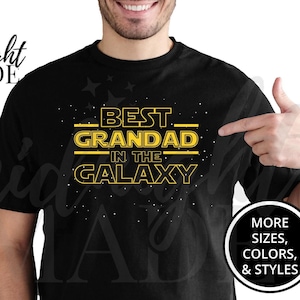 Grandpa Grandad T-shirt Gift, Best Grandad in the Galaxy Tee Shirt, Grandad Birthday or Pregnancy Announcement Baby Reveal Gift for Men