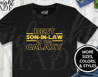 Son in Law T-shirt Gift, Best Son-in-Law in the Galaxy Tee Shirt, Son-in-Law Birthday or Wedding Gift for Adult Men