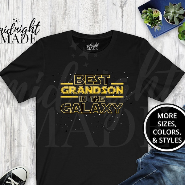 Grandchild Grandson T-shirt Gift, Best Grandson in the Galaxy Tee Shirt, Grandson Birthday or New Baby Shower Gift for Kid Toddler Baby Boys