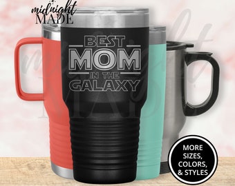Cool Mom Tumbler Travel Mug Gift, Best Mom in the Galaxy Stainless Steel Tumbler Coffee Travel Mug