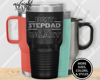 Cool Stepdad Tumbler Travel Mug Gift, Best Stepdad in the Galaxy Stainless Steel Tumbler Coffee Travel Mug