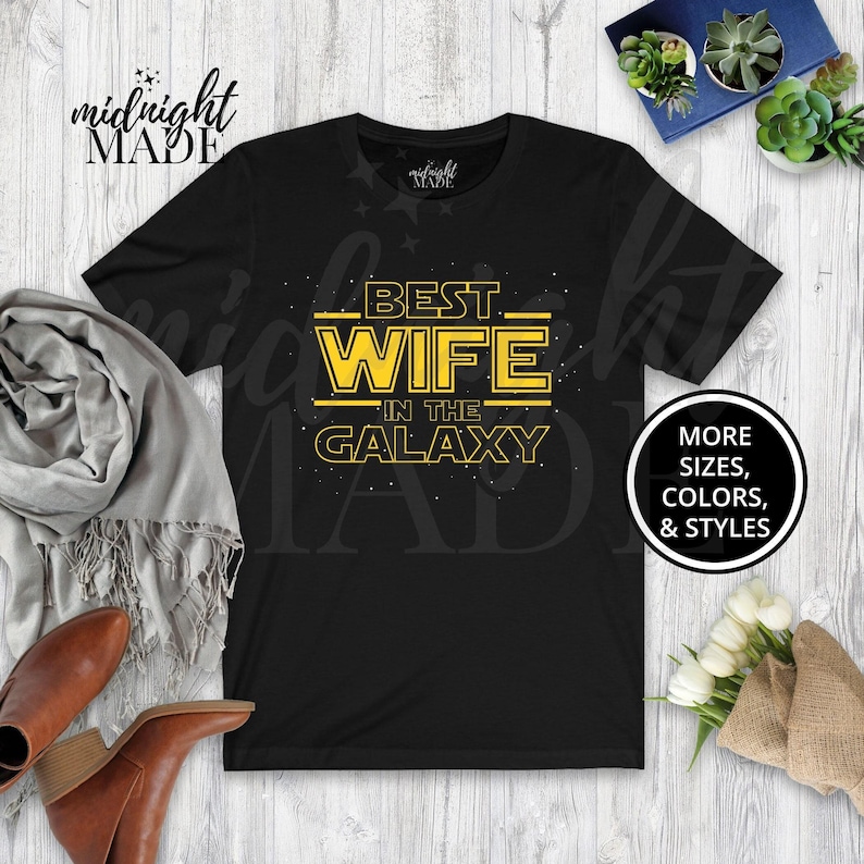 Cool Wife Shirt Gift, Best Wife in the Galaxy T-shirt Tee Gift for Wife Birthday Wedding Anniversary Valentine's Day, Wife Tshirt Top image 1