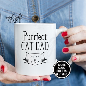 Custom Personalized Cute Cat Dad Mug Gift, Purrfect Cat Dad Coffee Mug Cup, Cat Dad Tea or Coffee Cup Gift