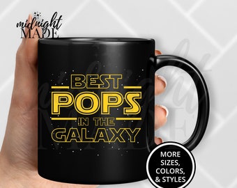 Custom Personalized Cool Grandpa Pops Mug Gift, Best Pops in the Galaxy Coffee Mug Cup, Pops Tea or Coffee Cup Gift