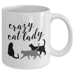 Custom Personalized Cute Cat Lover Mug Gift, Crazy Cat Lady Coffee Mug Cup, Cat Lady Tea or Coffee Cup Gift