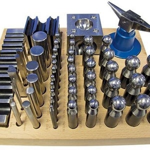 PARUU® 56pc Jumbo Doming Block Punch Swage Set made of Steel Dapping Die Jewellers Tool st1005