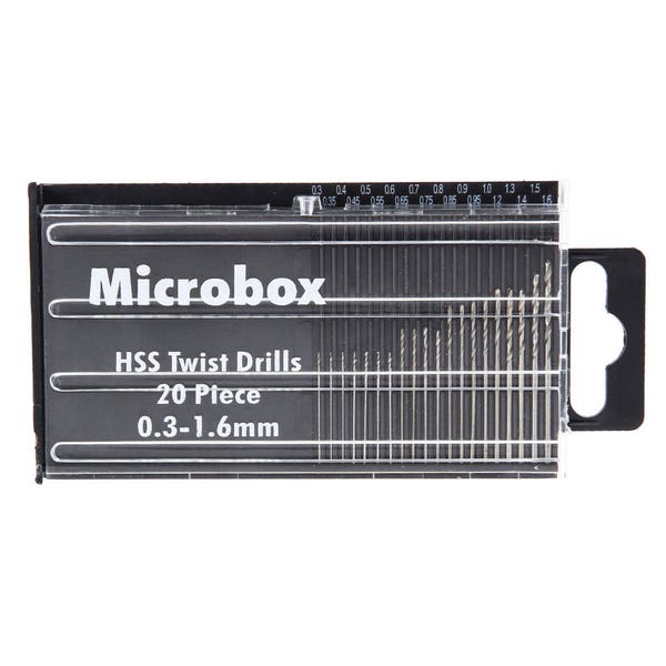 20 pcs 0.3-1.6mm Micro HSS Twist Drill Bit Set for Hand Drill Push Rotary Tool