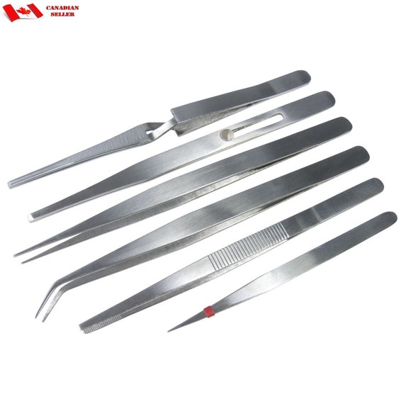 6 Pc Tweezers Set Stainless Steel Hobby Craft Jewelry Watch Repair Beading  PR94 