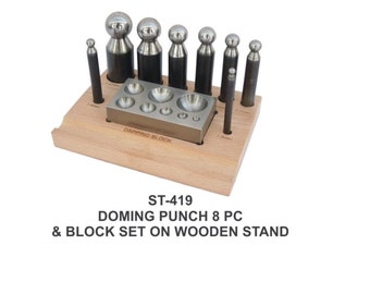 PARUU® 8 Pc Doming Punch and Block Set wooden stand st419