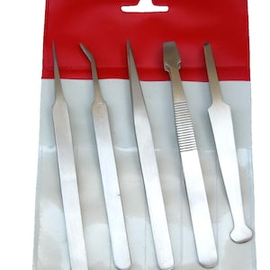 5 Pc Tweezers Set stainless steel Hobby Craft Jewelry Watch Repair Beading PR93