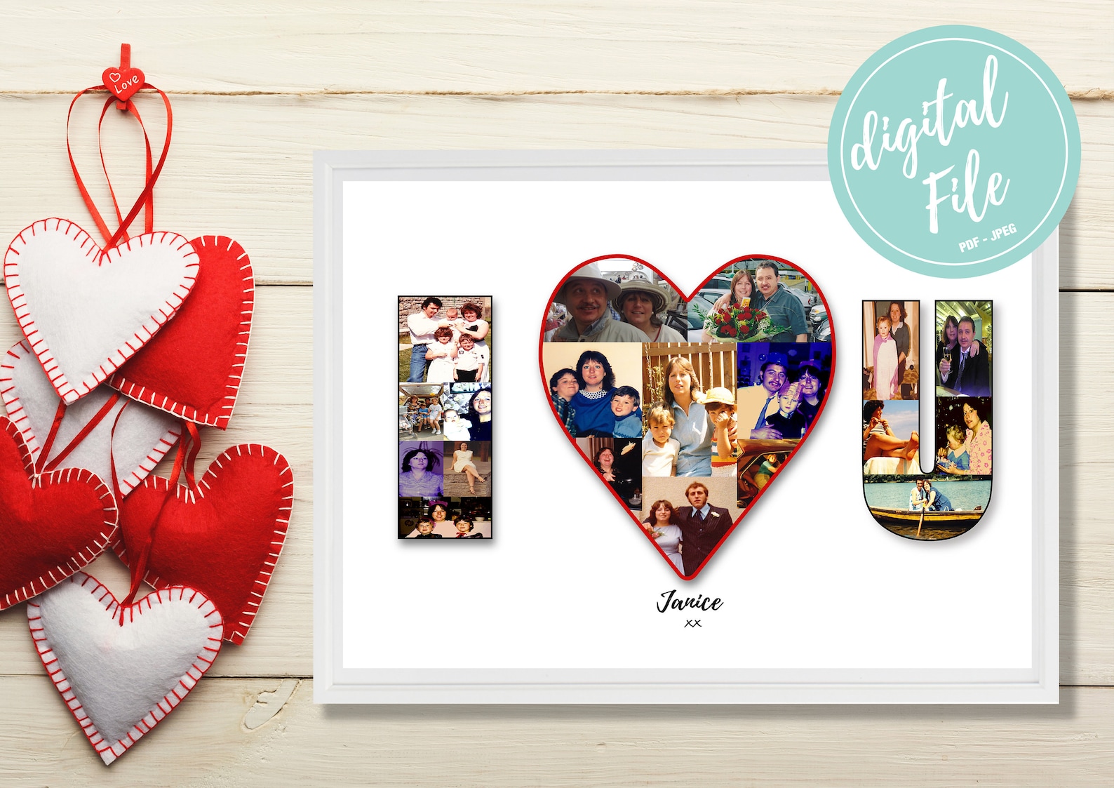 DIGITAL DOWNLOAD I Love You Photo Collage Gift / Anniversary / Etsy