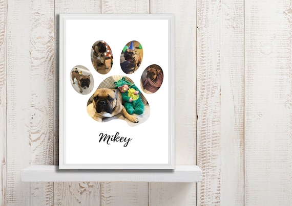 Art & Collectibles Prints Personalized Paw Print Collage for Pet Dog ...