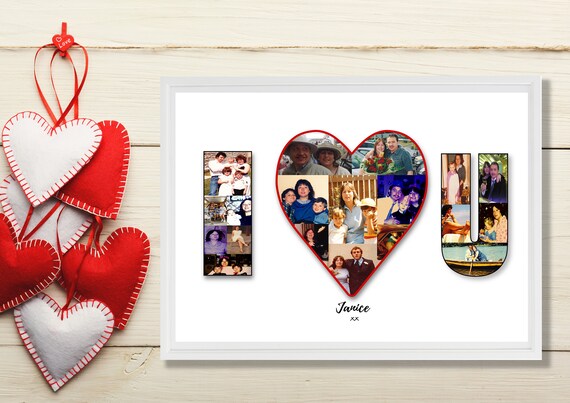 I Love You Photo Collage Gift Heart Birthday Wedding Etsy I Love You Photo Collage Gift Heart Birthday Wedding Etsy
