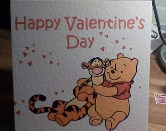 Handmade Pooh and Tigger Valentine's Card - Winnie the Pooh - The Non-Personalised version.