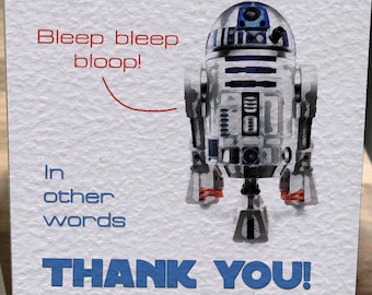 R2D2 Star Wars Thank You Card - Normal or Personalised - Single or Pack! [SINGLE]