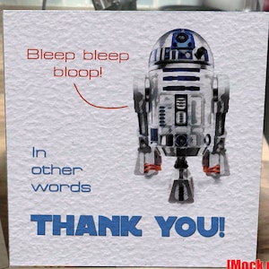 R2D2 Star Wars-bedankkaart - normaal of gepersonaliseerd - per stuk of pakket! [ENKEL]