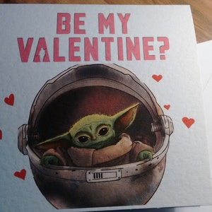Gezeichnet durch Verkäufer Grogu Baby Yoda Mandalorian Valentins Karte - zwischen Normal und Personalisiert wählen!