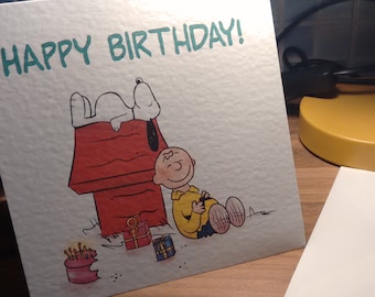 Gezeichnet durch Verkäufer. Charlie Brown & Snoopy Karte zum Geburtstag! Kann personalisiert werden :) Erdnüsse. Parodie, Fanart.