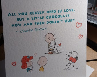 Gezeichnet durch Verkäufer. Charlie Brown & Snoopy Valentine Karte zum Valentinstag! Kann personalisiert werden :) Erdnüsse. Parodie, Fanart. Sehr süß.