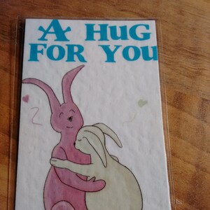 Getekend door de verkoper! Bunnies Knuffel Geluk-ticket! Gelamineerde motiverende kaart voor portemonnees. Leuk opvrolijkcadeau Parodie. Leuk