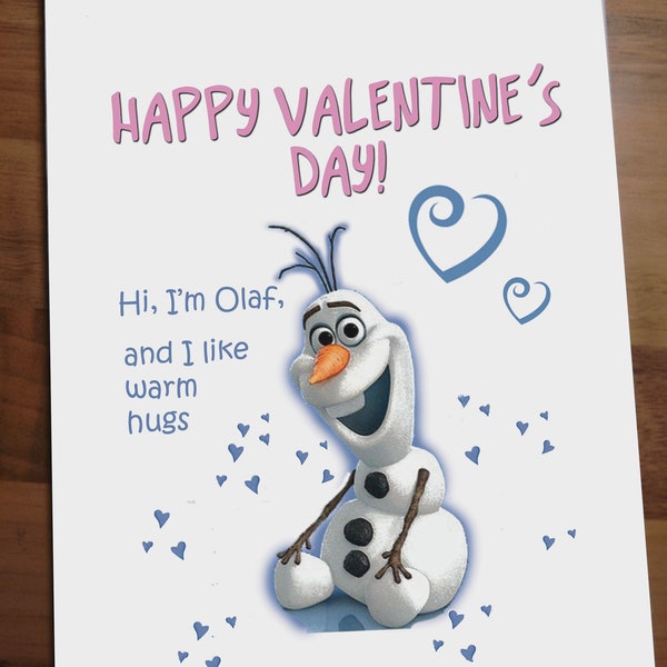 Print yourself on A4 Paper. Olaf from Frozen. Snowman. Valentine's / Romance Card. Digital File for instant download & print!