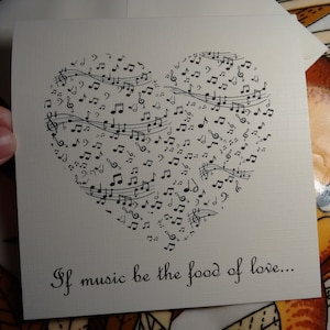 Handgemaakte muzieknoot stijlvolle Valentijnskaart. Muzikant. Muziek. Los of pakket. [ENKEL]