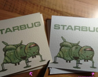 Dessiné par le vendeur Starbug Any time Card. Juste parce que. Anniversaire. Félicitations. Noël. Toutes les occasions. Naine rouge