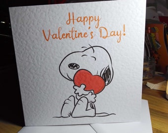 Gezeichnet durch Verkäufer. Snoopy Valentine Karte zum Valentinstag! Kann personalisiert werden :) Erdnüsse. Parodie, Fanart. Bezaubernd.