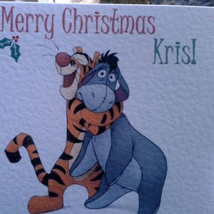 Personalised Tigger and Eeyore Christmas Card (Winnie the Pooh) - Non-personalised version available too