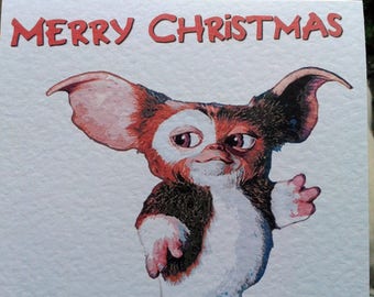 Gizmo Christmas Card Gremlins. Cute! Plus personalised options.