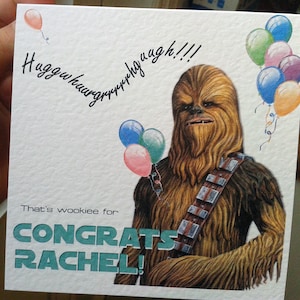 Carte de félicitations personnalisée faite main Star Wars Chewie Chewbacca