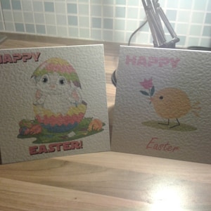 Paquete de 5 tarjetas de Pascua hechas a mano: Conejito dulce y pollito lindo