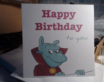 80s Cartoon Villain Birthday Card! Drawn by Seller. Can be personalised.