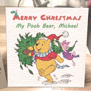 Tarjeta navideña personalizada especial de Winnie the Pooh y Piglet vs. 2