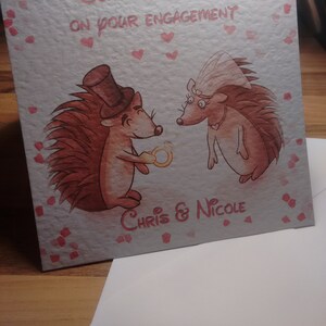 Carte de fiançailles/mariage hérissons mignons - personnalisée ou non