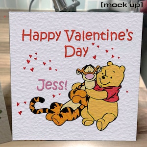 Handgemachte Pooh und Tigger Valentine PERSONALISIERT - Wählen Sie Namen, Farbe & mehr! Valentinstags-Karte. Winnie Puuh.