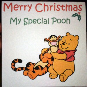 Carte de Noël Winnie l'ourson et Tigrou aussi - personnalisée ou non. Mignon ! Câlins.