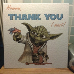 Handgemachte Star Wars Dankeskarte - Yoda (Vers. 2) - Kann personalisiert werden - Einzel oder Set [EINZEL]