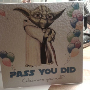Carte faite main Star Wars Yoda Félicitations examen de conduite examen réussi - STYLE 2