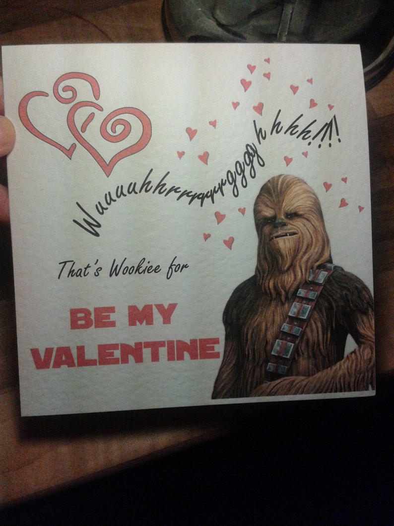 Handmade Star Wars Chewie Chewbacca Valentine's Card the non-personalised version image 4