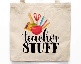 Teacher Stuff Tote, Teacher Gifts Personalized, Teacher Tote Bag,Teacher Gifts,Teacher Bag,Gifts for Teachers,Teacher Appreciation Gift 0396