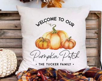 Personalized, Fall Pillow Cover, Fall Pillows, Pumpkin Patch, Farmhouse Pillows, Birthday Gift, Mom Gift,