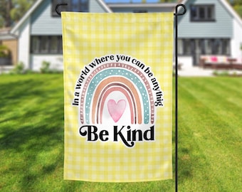 Be Kind Garden Flag, Watercolor Rainbow Flag, Show Kindness Flag, Spring Flag, Summer Flag, Garden Yard Flag, Entry Flag, Boho Decor 0832