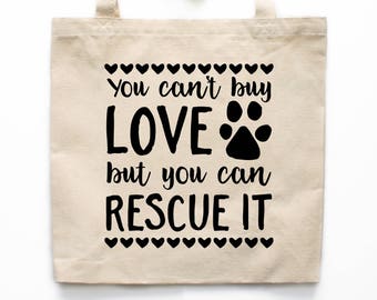 Pet Canvas Tote Bag, Animal Rescue Love Tote Bag, Adopt Don't Shop Pet Gift Canvas Bag, Market Bag, Shopping Bag, Reusable Grocery Bag 0160