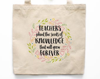 Teacher Gift, Teacher Tote Bag, Canvas Tote Bag, Printed Tote Bag, Market Bag, Shopping Bag, Reusable Grocery Bag 0143