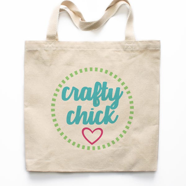 Craft Chick Tote, Crafty Bag, Gift for Crafters, Crafty Gift, Crafty Market Bag, Crafty Tote Bag, Crafty Reusable Grocery Bag 0355