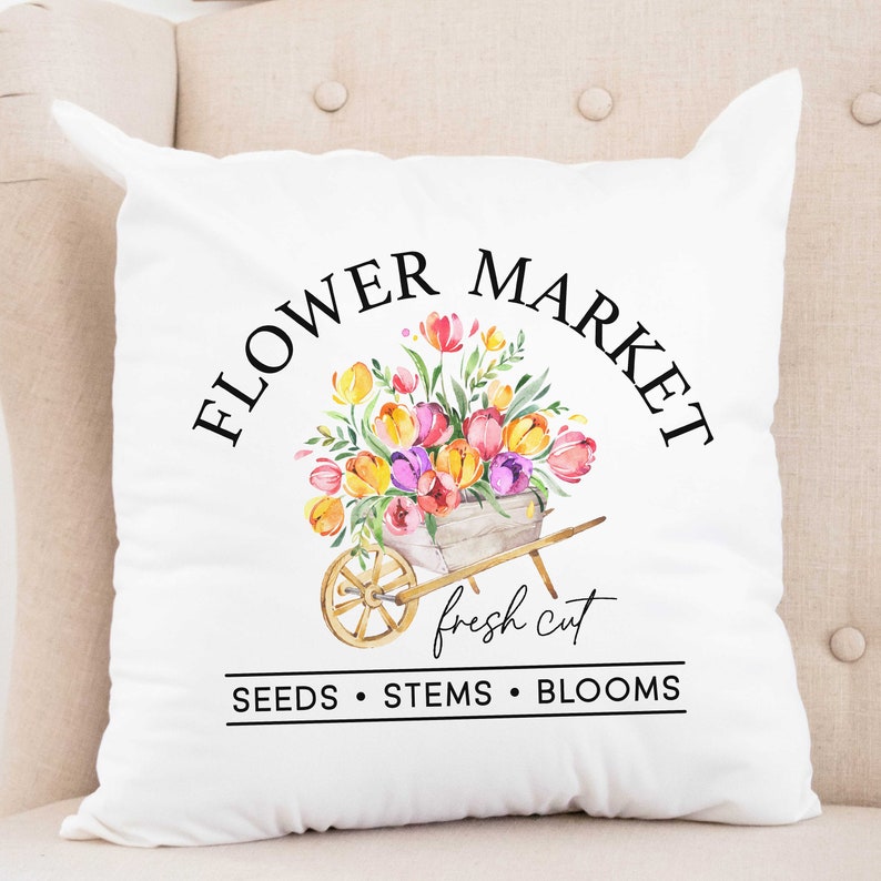 Flower Market Pillow Cover Spring Home Decor Spring Rustic Etsy