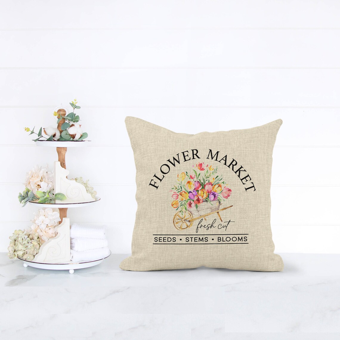 Flower Market Pillow Cover Spring Home Decor Spring Rustic Etsy